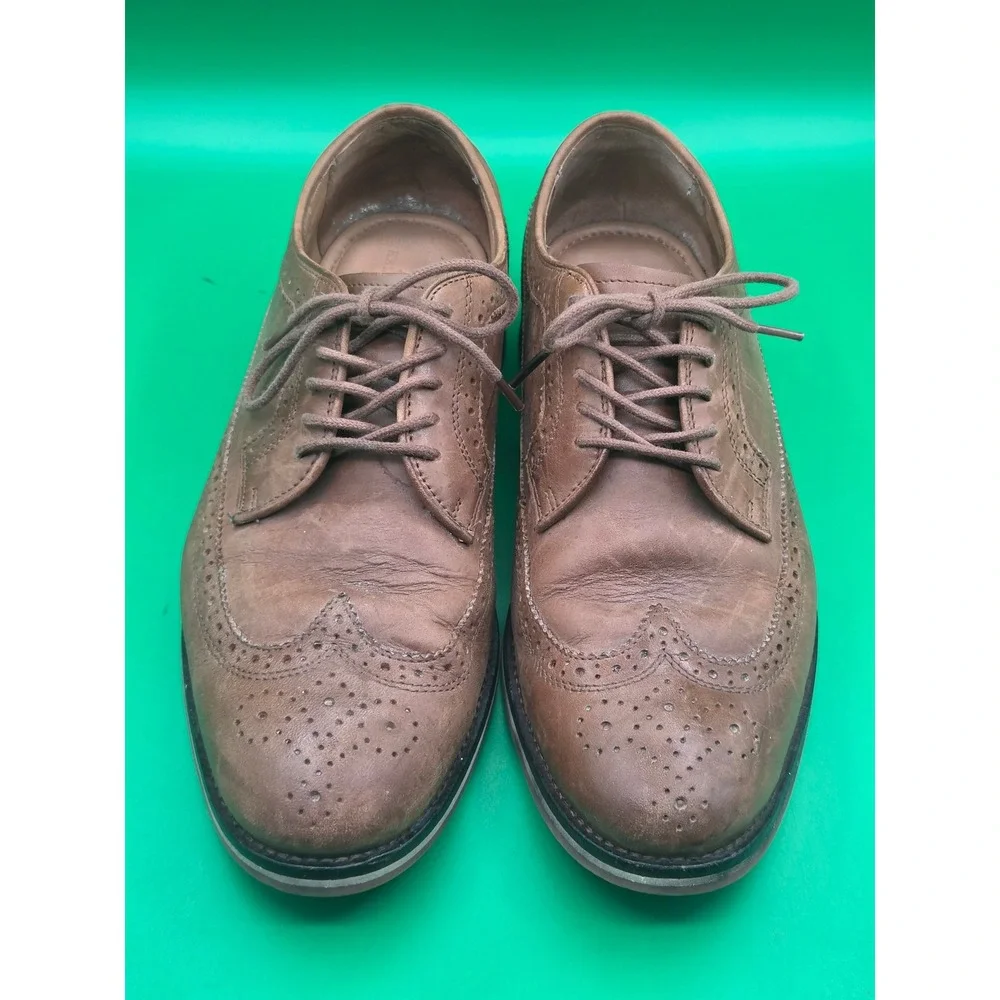 Polo Ralph Lauren Moseley Tan Brown Leather Wingtip Oxford Shoes Mens 8D